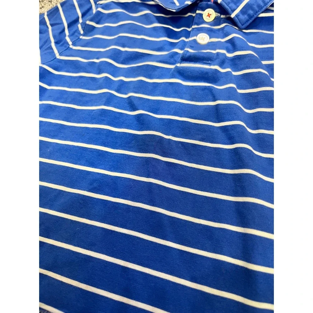 Hanna Andersson Boys Blue White Striped Polo Shark Embroidered Shorts Set Size 5